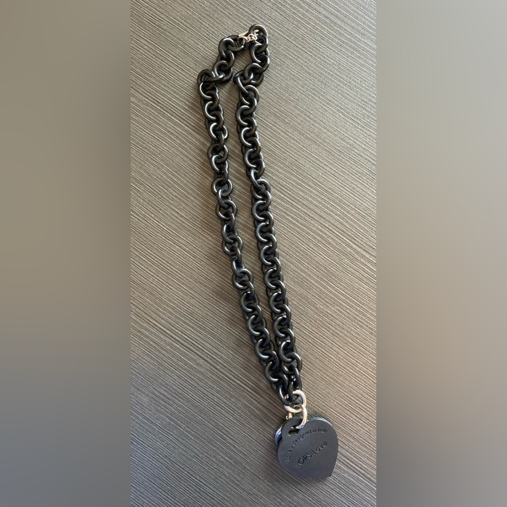 OPS Jewelry Black Heart Pendant Necklace